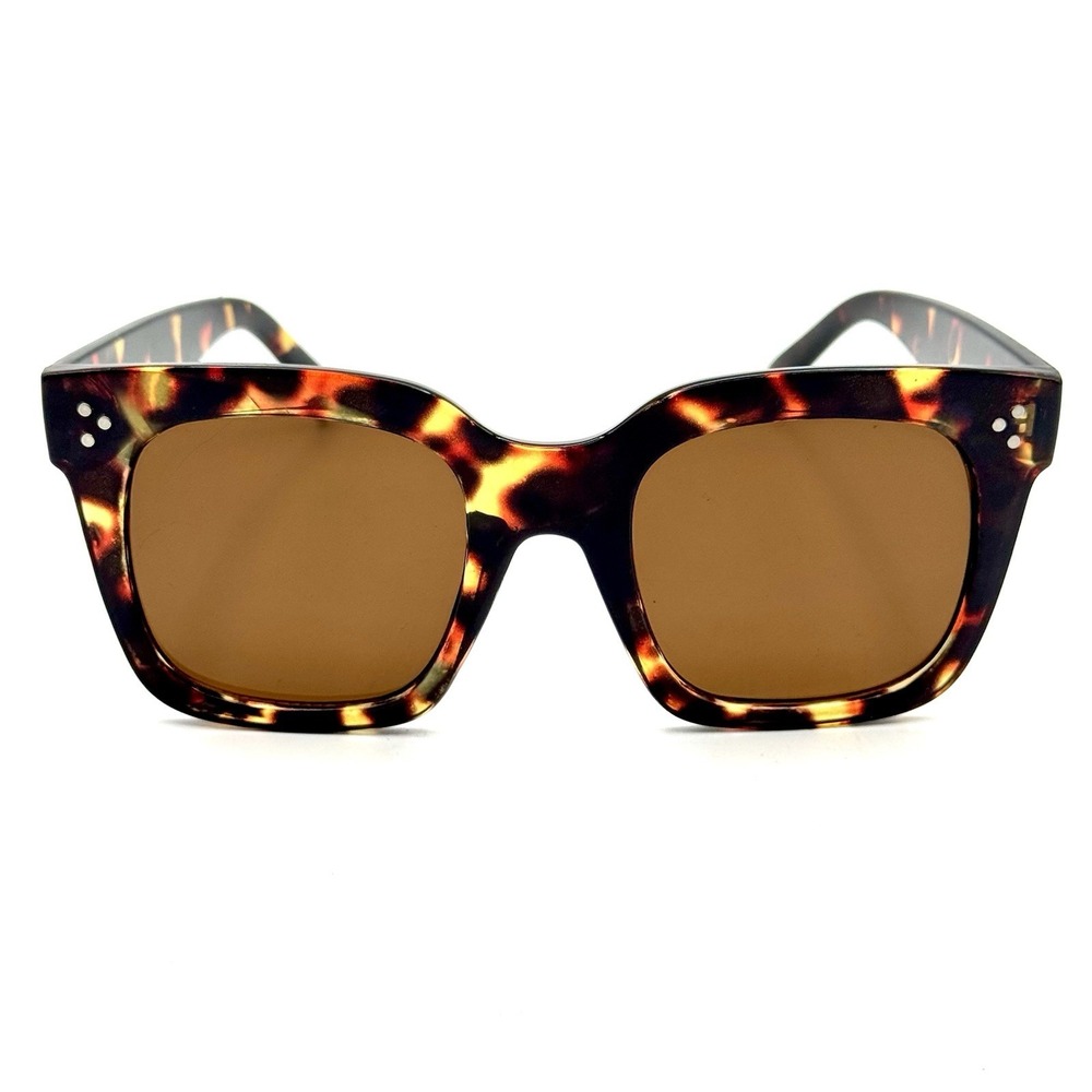 zeroUV Square Sunglasses Brown Tortoise Shell Oversize Designer Frame & Lenses*